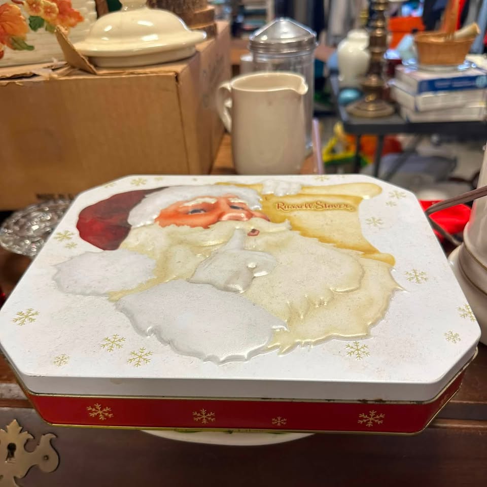 Vintage Russell Stover Santa candy tin collectible